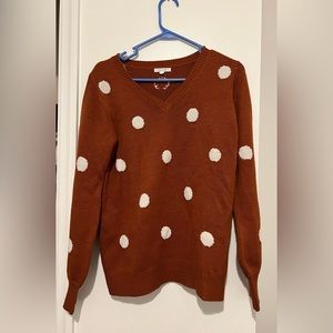 Brown White Polka-Dot Maurices Sweater size small